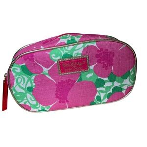 Lilly Pulitzer Pink and Green Floral Cosmetic Bag